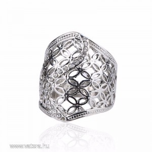 Nagy méretű kristályos antikolt ezüst színű csipkegyűrű KÉSZLETEN