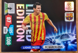 Lionel Messi Barcelona Limited Edition focis kártya Panini UEFA Champions League 2013-14