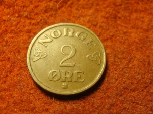 Norvégia bronz 2 öre 1952     35/19
