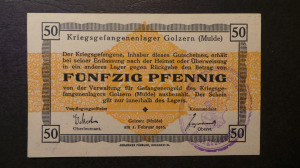 Német hadifogolytábor Golzern (Mulde) 50 Pfennig 1916 aUNC tábori bélyegzéssel (A1-12)