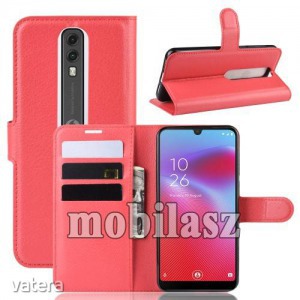 Vodafone Smart V10, WALLET notesz mobiltok, Piros