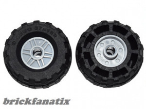 Lego Wheel 18mm D. x 14mm with Pin Hole, Fake Bolts and Shallow Spokes with Black Tire 37 x 18R (...