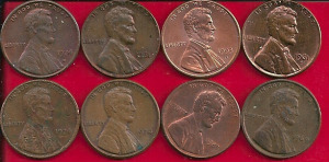 Vegyes évszámok, USA, 8 darab one cent, 160.- forint.