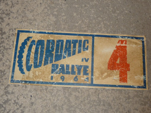 retro autóverseny rajtszám tábla,rallye verseny rajtszám 4.ik Cordatic Rallye 1964 ritkaság