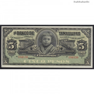 Mexikó, 5 pesos 1902 - Tamaulipas aUNC+
