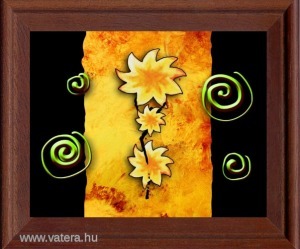 Ingyen posta, kész kép fakeretben, Absztrakt Virág