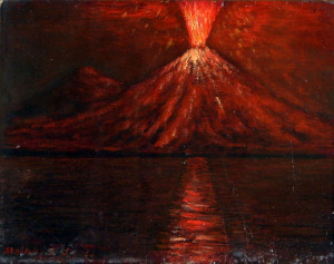 Molnár Z. János (1880-1960) Vulkánkitörés 40x46cm Vulkán Kitörés | Vezúv