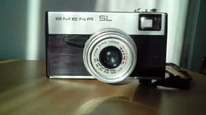 Smena SL - régi analóg fényképezőgép, táskával