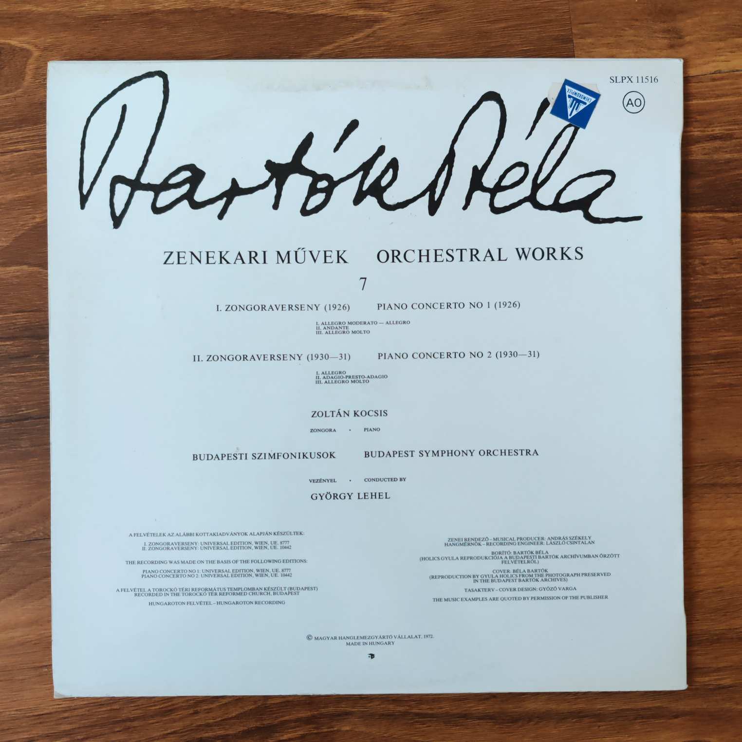 Bartók Béla / Concertos For Piano and Orchestra SLPX 11516