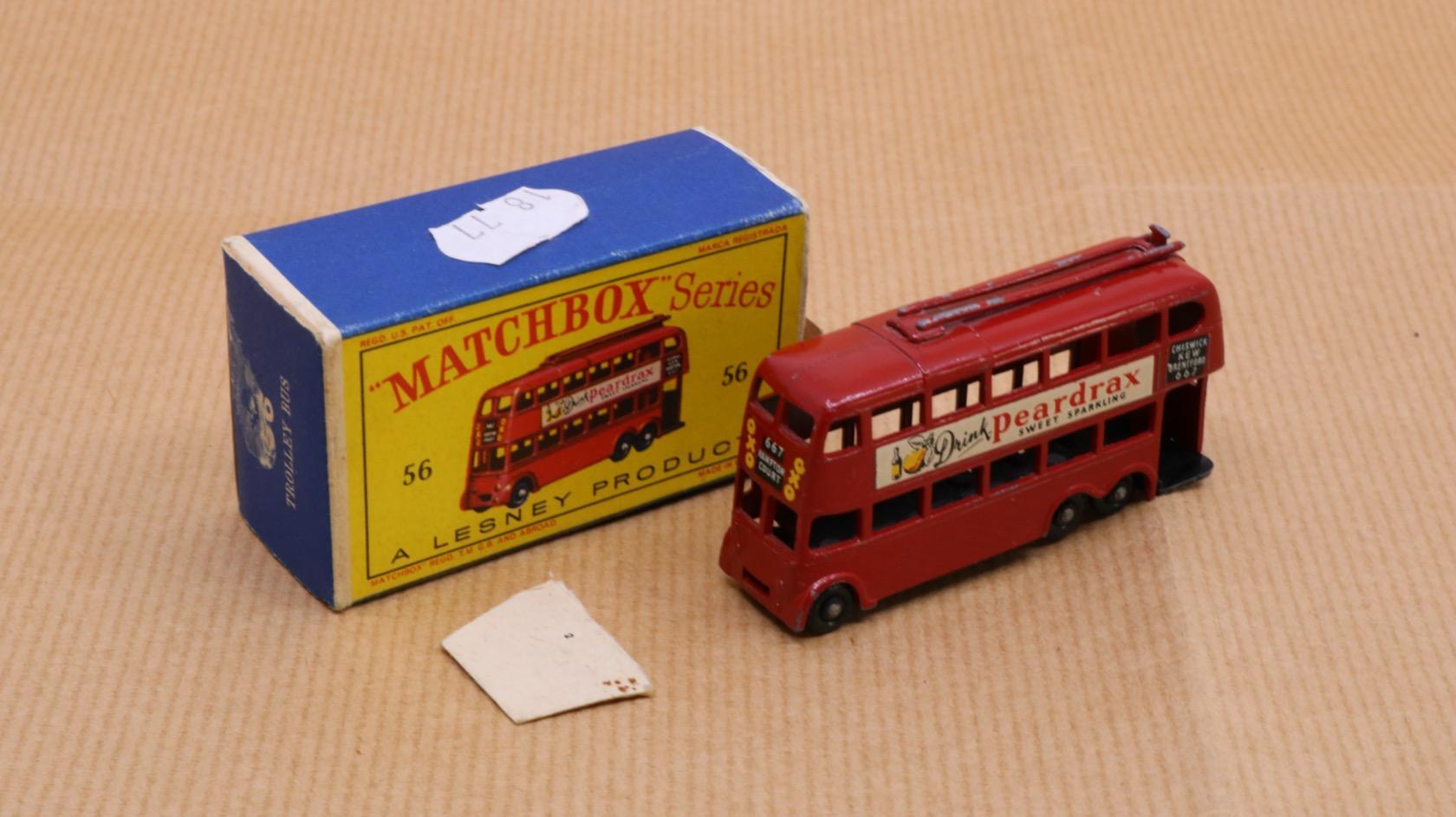 Matchbox 56 A London Trolley Bus Peardrax rare SPW Near MINT! 1704-25-19 Matchbox 56 A London Trolley Bus Peardrax rare SPW Near MINT! 1704-25-19