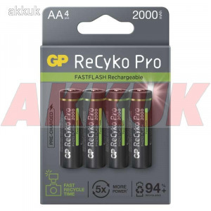 GP ReCyko Pro Photo Flash HR6 (AA) 2000mAh ceruza akku 4db/csomag - Kiárusítás!