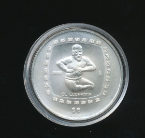Mexikó 1 oz ezüst 1996, azték motívummal
