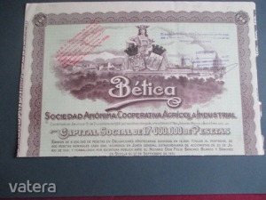Spanyol Mezőgazdasági Szövetkezeti részvény, Bética, Sevilla, 1931