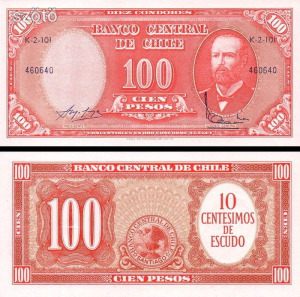 Chile 100 Pesos bankjegy (UNC) 1961