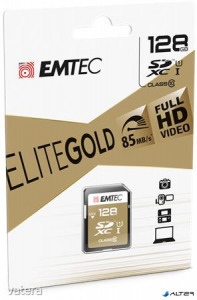 Memóriakártya, SDXC, 128GB, UHS-I/U1, 85/20 MB/s, EMTEC 'Elite Gold'