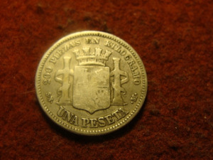 Spanyol ezüst 1 peseta 1869