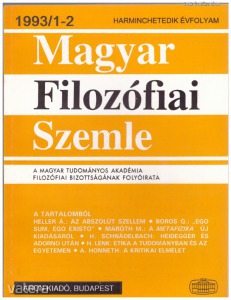 Magyar Filozófiai Szemle 1993/1-6 37. évf.