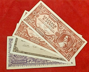 1946. 4db szebb állapotú B.-Pengő bankjegy, 1 Ft-ról!