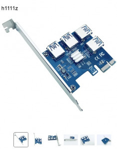 PCI-E PCI Express Riser Card 1x to 16x 1 to 4 USB 3.0 Slot Multiplier Hub Adapter For Bitcoin Mining