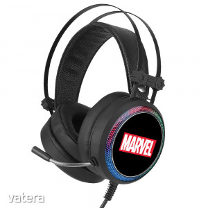 Marvel fejhallgató - Marvel 001 USB-s gamer fejhallgató RGB színes LED világítással, állítható mi...