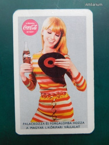 Magyar Likőripari Vállalat - Coca-Cola. Kártyanaptár, 1970. Női modell, hanglemezzel, naptár.