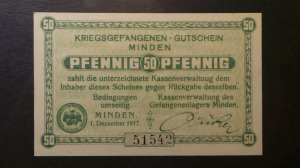 Német hadifogolytábor Minden 50 Pfennig 1917 aUNC  (A1-11)