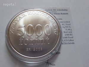2009 Radnóti ezüst 5000 forint UNC
