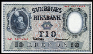 Svédország 10 korona UNC 1949