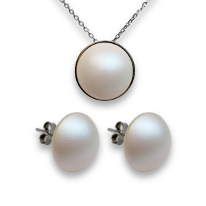 White pearl ékszerszett - ezüst - Swarovski kristályos