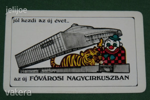Kártyanaptár,Fővárosi Nagycirkusz,grafikai rajzos,tigris,bohóc,1971,  ,X, Kép