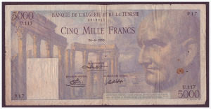 Algéria és Tunézia 5000 frank VG 1950 (ritka)