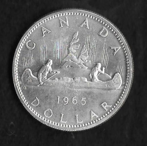 1965.  Kanada 1 Dollar ezüst forg. érme ( Ag  800 )