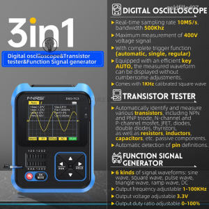 FNIRSI DSO-TC3 digitális oszcilloszkóp tranzisztor tesztelő….2023 modell