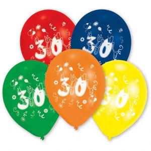 30 éves Happy Birthday léggömb, lufi 10 db-os (25,4 cm)