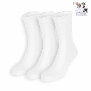 Dressa pamut gumi nélküli orvos zokni - fehér - 39-41 - 3 pár Kép