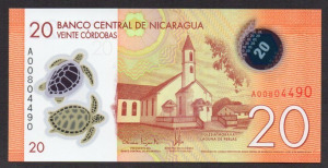 Nicaragua 20 cordobas polymer UNC 2015