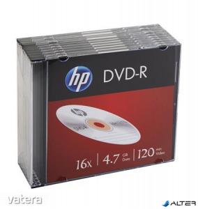 DVD-R lemez, 4,7 GB, 16x, 10 db, vékony tok, HP