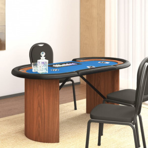 10-személyes kék pókerasztal zsetontálcával 160 x 80 x 75 cm