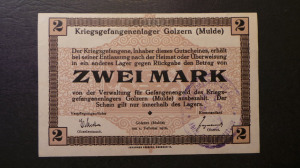 Német hadifogolytábor Golzern (Mulde) 2 Márka 1916 aUNC tábori bélyegzéssel (A1-12)