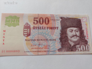2008 MINTA  500 forint UNC.!!!  100 alatti sorszám  EC  pötty nélkül
