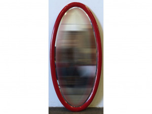 1Q597 Régi ovális piros keretes tükör falitükör 118 x 55.5 cm
