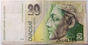 Szlovákia 20 korona 1993 első kiadás