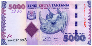 TANZÁNIA 5000 SHILLINGS SHILINGI BANKJEGY 2010 - 2020 UNC