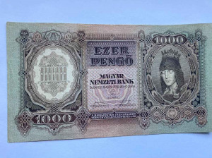 Antik magyar PENGŐ bankjegy numizmatikai gyűjteményből - 1000 Pengő 1943. Február 24.