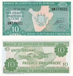 Burundi 10 frank 2005 UNC
