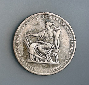 Ferenc József és Erzsébet ezüstlakodalom ezüst  2 Gulden 1879
