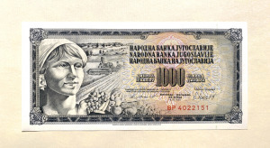 1000 dínár Jugoszlávia 1981 hajtatlan UNC bankjegy