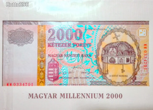2000 -es UNC Aranyfémszálas Millenniumi 2.000 Forint vízjeles fémszálas bankjegy !! (L2906)