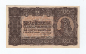 1923 100 korona Magyar Pénzjegynyomda UNC