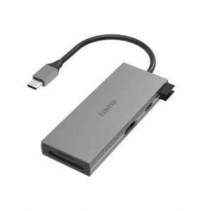 Hama 6 port USB-C 2xUSB-A +USB-C +HDMI +SD +microSD Multiport hub/kártyaolvasó ezüst (00200110) (...